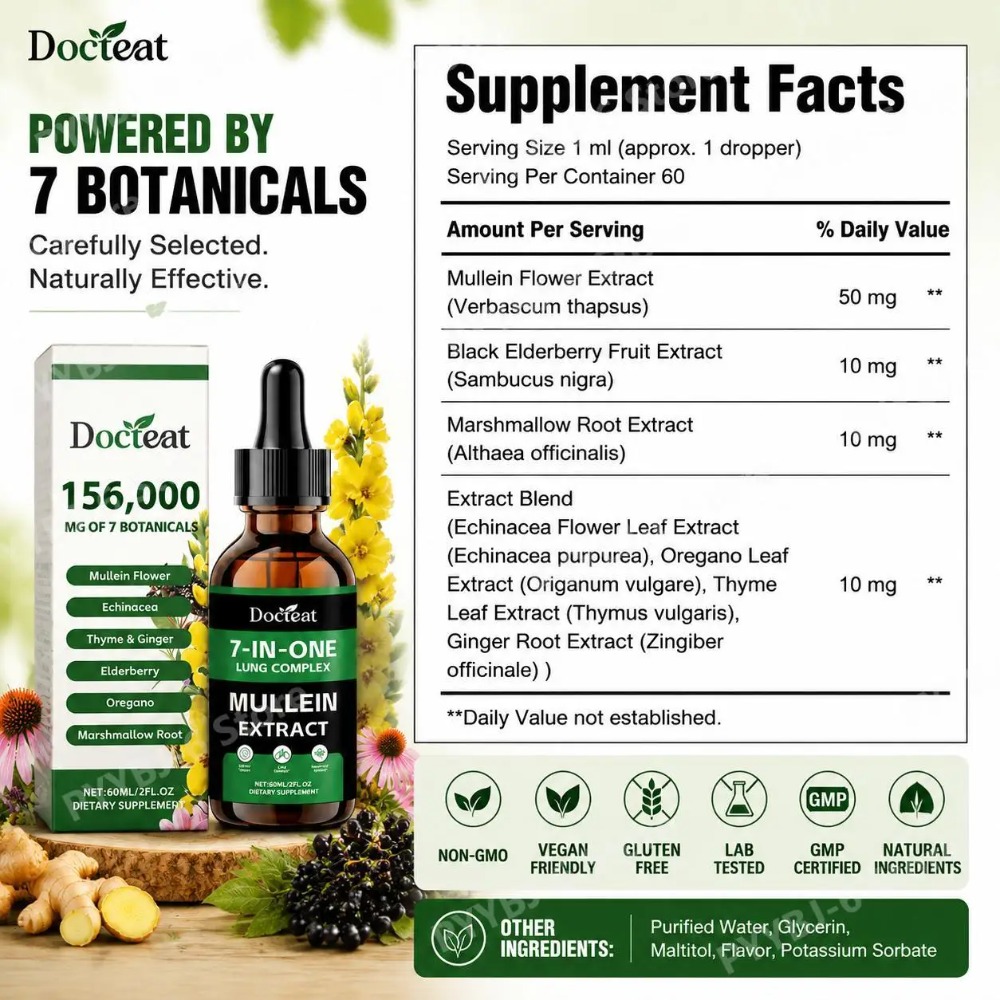 Docteat 7-in-1 Mullein Extract - Herbal Wellness For You ulasan dan harga