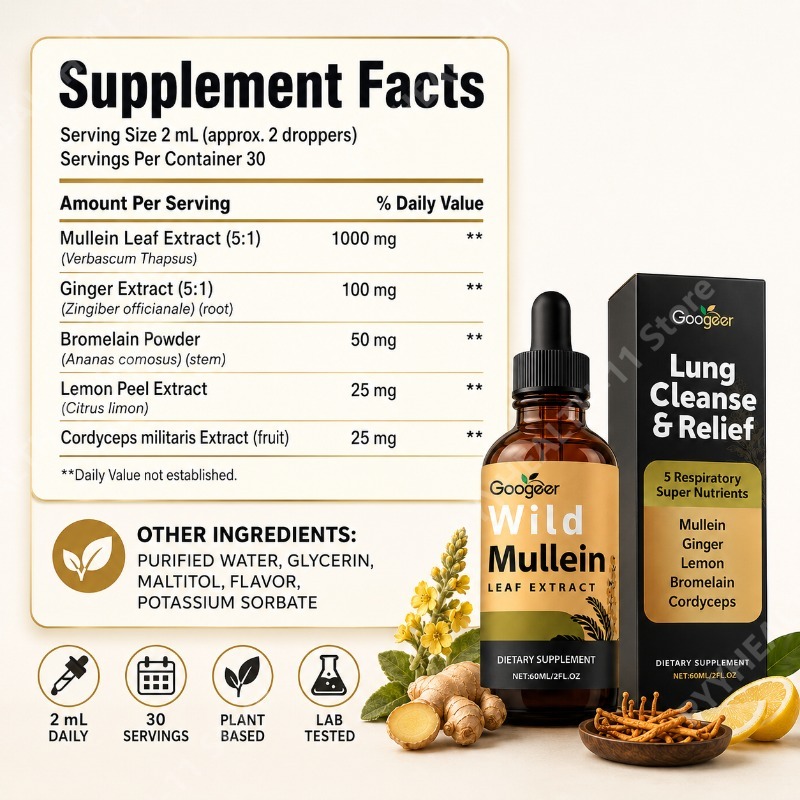 Tetes Cair Mullein Campuran He - Herbal Wellness For You ulasan dan harga